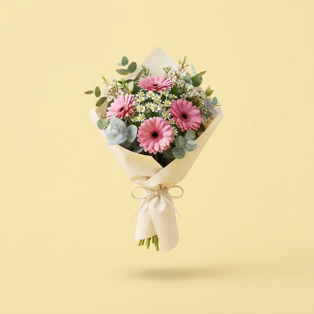 Seasonal bouquet with gerbera and daisies